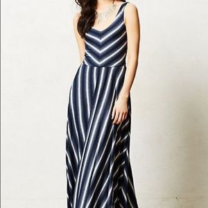 Navy Striped Anthropologie Maxi Dress